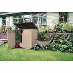 Keter Store-It Out Max Outdoor Plastic Garden Storage Shed, Beige and Brown, 145.5 x 82 x 125 cm (L x H x W)
