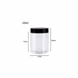 BiBiFly 250ml 16pcs Clear Plastic Round Jars with Black Lids, Leak-Proof Storage Jars Containers for DIY Crafts, Kitchen Use, Beauty Product and More