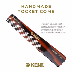 Brushes Handmade Comb, Fine Toothed Pocket Hair Comb A R18T, Suitable For Wet Or Dry Hair, Fine Or Thinning Hair, 138mm Pocket Hair Comb with Thumb