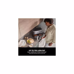 Ninja Foodi MAX Dual Zone Digital Air Fryer, 2 Drawers, 9.5L, 6-in-1, Uses No Oil, Air Fry, Max Crisp, Roast, Bake, Reheat, Dehydrate, Black AF400UK