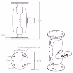RAM Mounts Universal Double Ball Mount with Two Round Plates