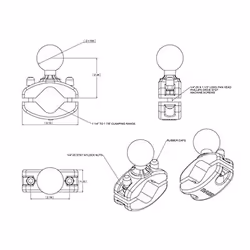 RAM Mounts Rail Clamp Ball Base for 1.25" - 1.875" Rails