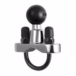 RAM Mounts Chrome Handlebar U-Bolt Base for Rails 0.5" to 1" in Diameter, Aluminium, Black, Chrome