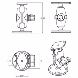 RAM Mounts Double Ball Drill-Down Mount with Diamond Plate