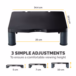 Fellowes Computer Monitor Stand with 3 Height Adjustments - Standard Monitor Riser with Cable Management - Ergonomic Adjustable Monitor Stand for Computers - Max Weight 27KG/Max Size 21" - Graphite - Additional view 4