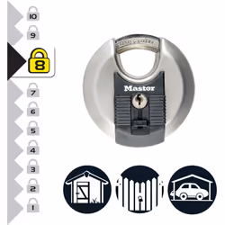 MASTER LOCK Heavy Duty Disc Padlock [Key] [Stainless Steel] [Outdoor] M40EURD - Best Used for Storage Units, Sheds, Garages, Trailers and More