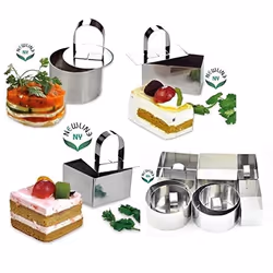 NewlineNY Stainless Steel Dessert Rings (12 Pcs) Round Square Rectangular Appetizers Molded Salads, Cakes Mousse Molding Laye ...