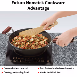 Futura INW30S 3 L Non-Stick Induction Stir Fry Wok  Medium  Black