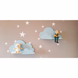 Happy Woody Set of 2 Cloud Wall Shelves for Nursery/Wooden Floating Shelf/Baby Room Decor/Nursery Room Decoration/Kids Room W ...