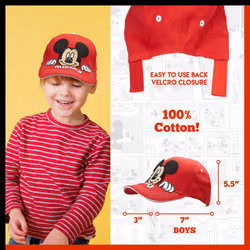 Disney Mickey Mouse Peak-A-Boo Baseball Cap Age 4-7 -Red