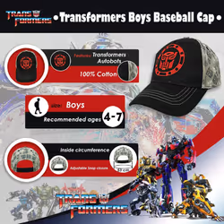 Hasbro Little Boys Transformers Autobots Cotton Baseball Cap  Age 4-7