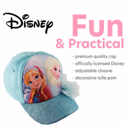 Disney Girls Princess Glitter Baseball Cap - Frozen Elsa  Anna  Cinder