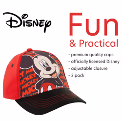 Disney Boys' Mickey Mouse Baseball Cap - 2 Pack 3D Character Curved Br