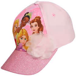 Disney Girls Princess Glitter Baseball Cap - Frozen Elsa  Anna  Cinderella  Belle  Ariel (2-7)  Size Age 2-4  Princess Pink