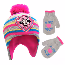 Disney Girls Toddler Winter 2-4 Or Minnie Mouse Hat and Kids Gloves Ag