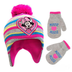Disney Girls Toddler Winter 2-4 Or Minnie Mouse Hat and Kids Gloves Ag