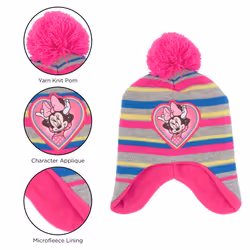 Disney Girls Toddler Winter 2-4 Or Minnie Mouse Hat and Kids Gloves Ag