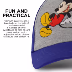 Disney Boys Baseball Cap  Mickey Mouse Adjustable Toddler Hat  Ages 2-