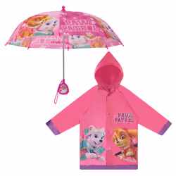 Nickelodeon Umbrella and Poncho Raincoat Set Paw Patrol Girls Rain We
