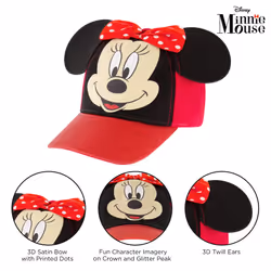 Disney Girls Baseball Cap  Minnie Mouse Ears Adjustable Hats For Kids