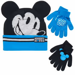 Disney Boys Mickey Mouse Winter Hat and 2 Pair Mitten or Gloves Set (A