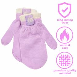 Disney Little Girls Frozen Elsa and Anna Beanie Hat and Gloves Cold We