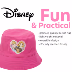 Disney Girls Bucket Hat - Reversible Minnie Mouse  Princess  Frozen Su