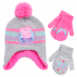 Hasbro Peppa Pig Winter Hat and 2 Pairs of Mittens (2-4)  Size Age 2-4