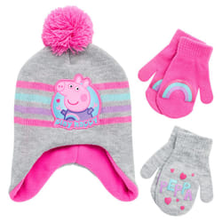 Hasbro Peppa Pig Winter Hat and 2 Pairs of Mittens (2-4)  Size Age 2-4