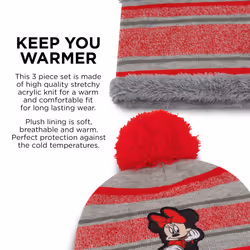 Disney Girls Toddler Winter Hat  Scarf & Mittens Set 2-4 Or Minnie Mou