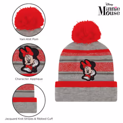 Disney Girls Toddler Winter Hat  Scarf & Mittens Set 2-4 Or Minnie Mou