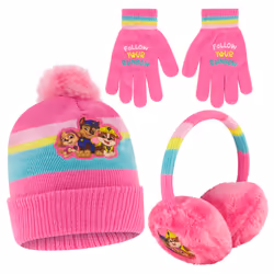 Nickelodeon Girls' Winter Hat Earmuffs and Kids Gloves Set Paw Patrol