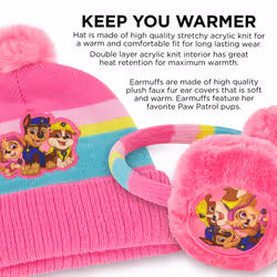 Nickelodeon Girls' Winter Hat Earmuffs and Kids Gloves Set  Paw Patrol