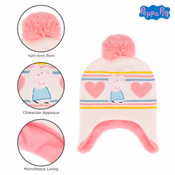 Hasbro Girls Winter Accessory Hat and Mittens Set  Peppa Pig Toddler Beanie for Toddler Ages 2-4 White/Pink