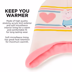 Hasbro Girls Winter Accessory Hat and Mittens Set  Peppa Pig Toddler Beanie for Toddler Ages 2-4 White/Pink