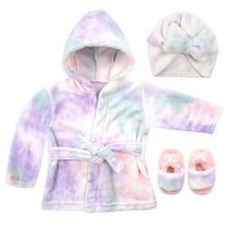 Rising Star Baby Robe Girl  Tie Dye Baby Bathrobe Towel  Slippers & Ca