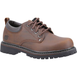 ) Skechers Tom Cats Leather Men's Dark Brown Lace-Up Shoes - Brown, 7 (Adults'
