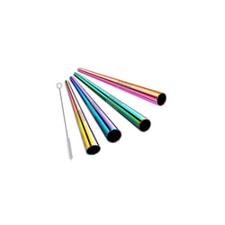 ALINK Extra Wide Metal Reusable Straws, Stainless Steel Drinking Straws 4 Set - Boba Smoothie Straws, 12mm Jumbo Bubble Tea Straws with Cleaning Brush