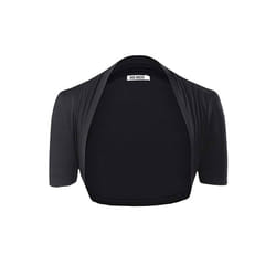 HUHOT Womens Versatile Open Front Lightweight Short Sleeve Bolero Shrug Small Black