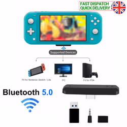 For Nintendo Switch/Lite PS4 PC Bluetooth 5.0 Adapter HIFI Audio Tranceiver UK