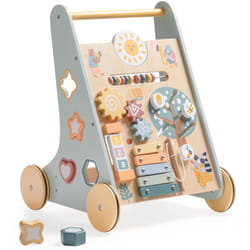 ROBUD Wooden Baby Walker  Baby Push Walker with Activity Center and Storage for Boys and Girls Learning to Stand and Walk
