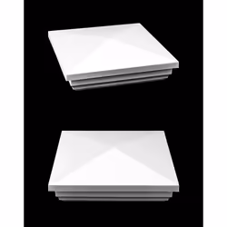 QWORK Vinyl Fence Post Cap  4 Pack 5 x 5 PVC Square Fence Post Top Cover  New England Pyramid Style  for Mailbox  Lamp Post