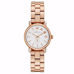 Marc Jacobs Baker Ladies Watch¦White Dial¦Rose Gold Stainless Steel Band¦MBM3248