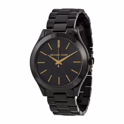 Michael Kors Slim Runway Ladies Watch Black Ion Bracelet Black Dial MK3221