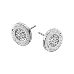 Michael Kors Stainless Steel Pav? Crystal MK Logo Stud Earrings for Women  Color: Silver (Model: MKJ3352040)