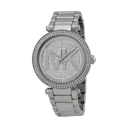 Michael Kors Ladies Parker Watch Stainless Steel Bracelet Silver Crystal Paved Dial MK5925