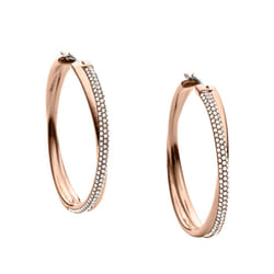 Michael Kors Stainless Steel and Pav? Crystal Hoop Earrings for Women  Color: Rose Gold (Model: MKJ3671791)