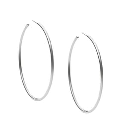 Michael Kors Brass Large Hoop Earrings for Women  Color: Silver (Model: MKJ4162040)