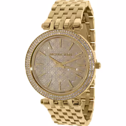 Michael Kors Darci Ladies Watch Gold PVD Bracelet MK Logo Dial MK3398