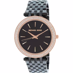 Michael Kors Ladies Darci Watch Black Carbon Stainless Steel Case and Bracelet Black Dial MK3407